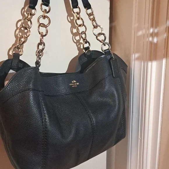 Coach Lexy Black Leather Shoulder Bag with Gold Hardware Excellent Condition